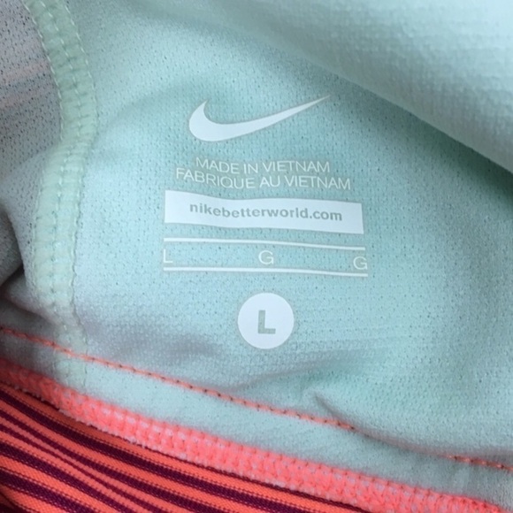 NIKE Top Racerback Sports Bra Stripe Mesh Keyhole Athletic Sportswear Size Large - Picture 6 of 14